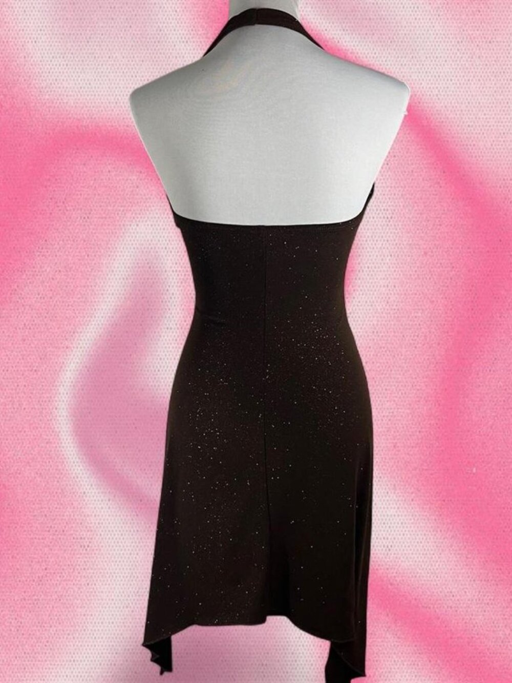 Y2K Brown Sequin Halter Dress with floral embellishment - Picture 5 of 6